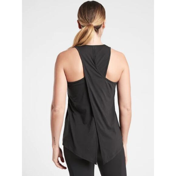 Athleta Small S Black Essence Vital Tie Back Tank Top Round Neck Workout Active - Picture 10 of 10